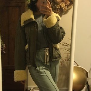 Aviator Jacket with Faux Fur Trim